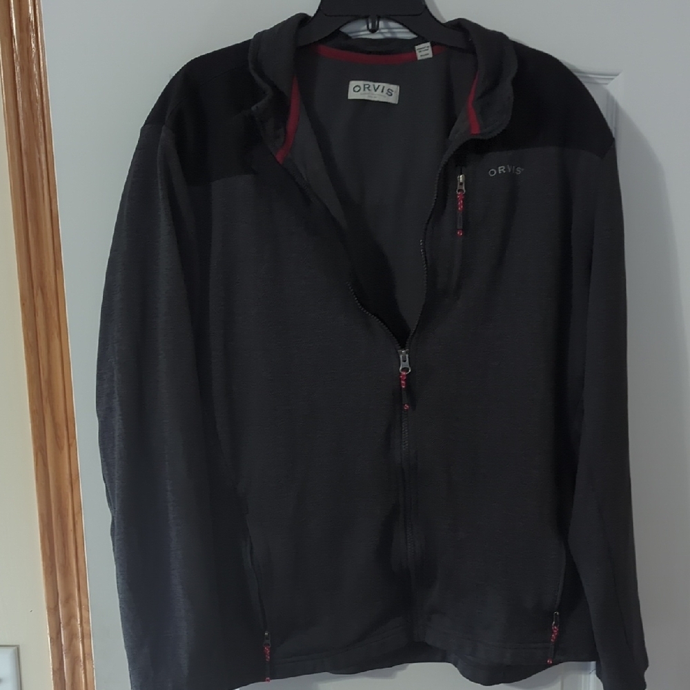 Orvis Black Zip Up Jacket with Textured Fabric and Relaxed Fit Tote 2